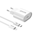 Rixus USB-C thuislader met USB-C naar Lightning kabel